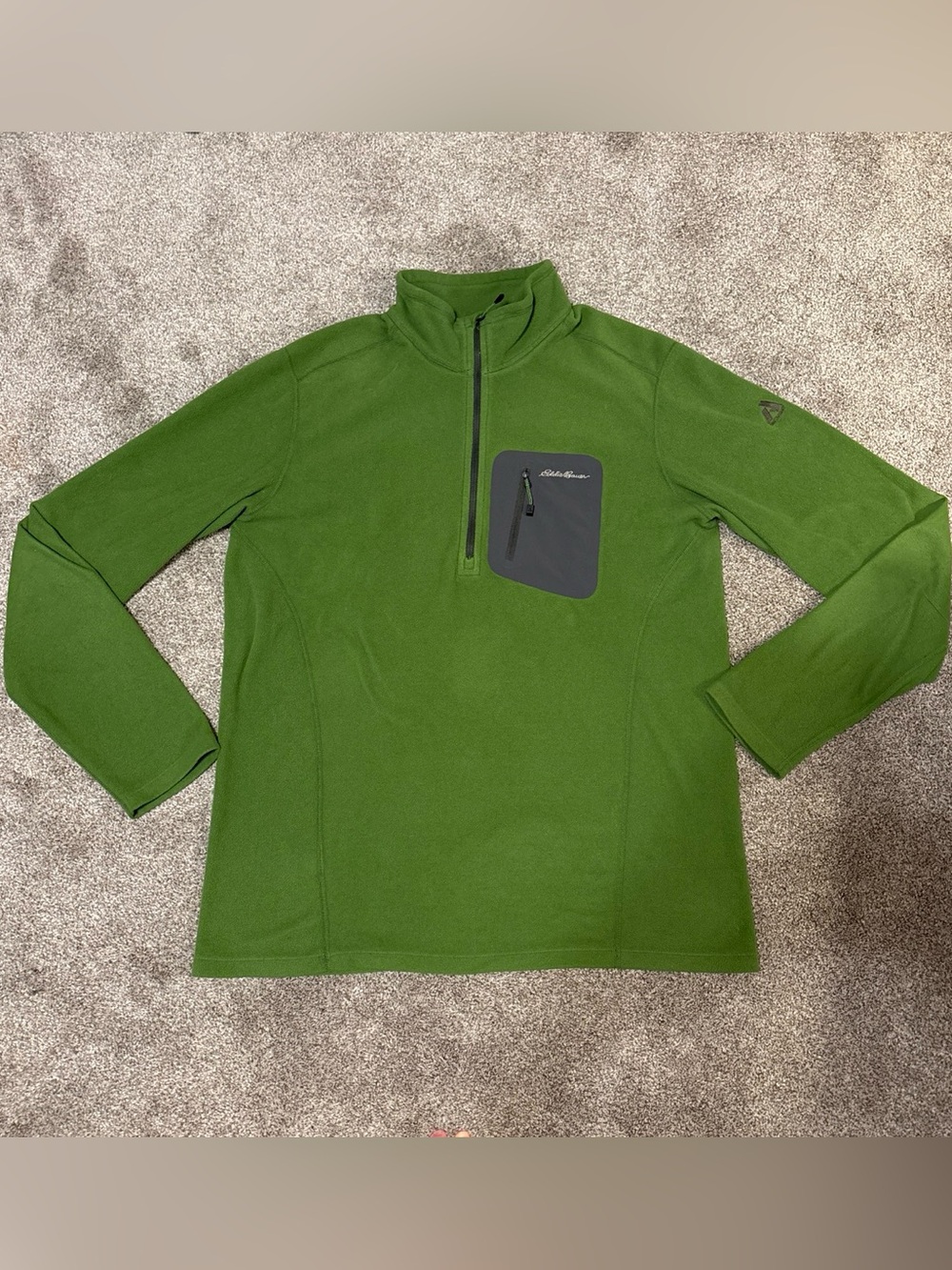 Eddie Bauer First Ascent Green Quarter 1/4 Zip Fleece Soft Jacket Sz Tall Large
